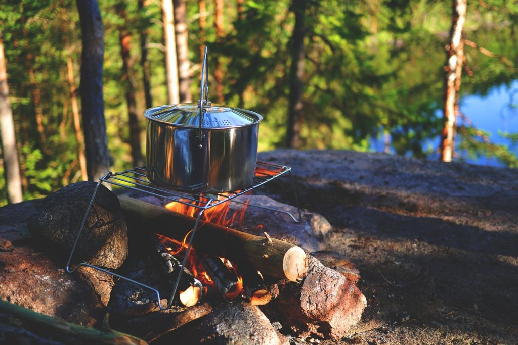 Cooking Pot Over Campfire