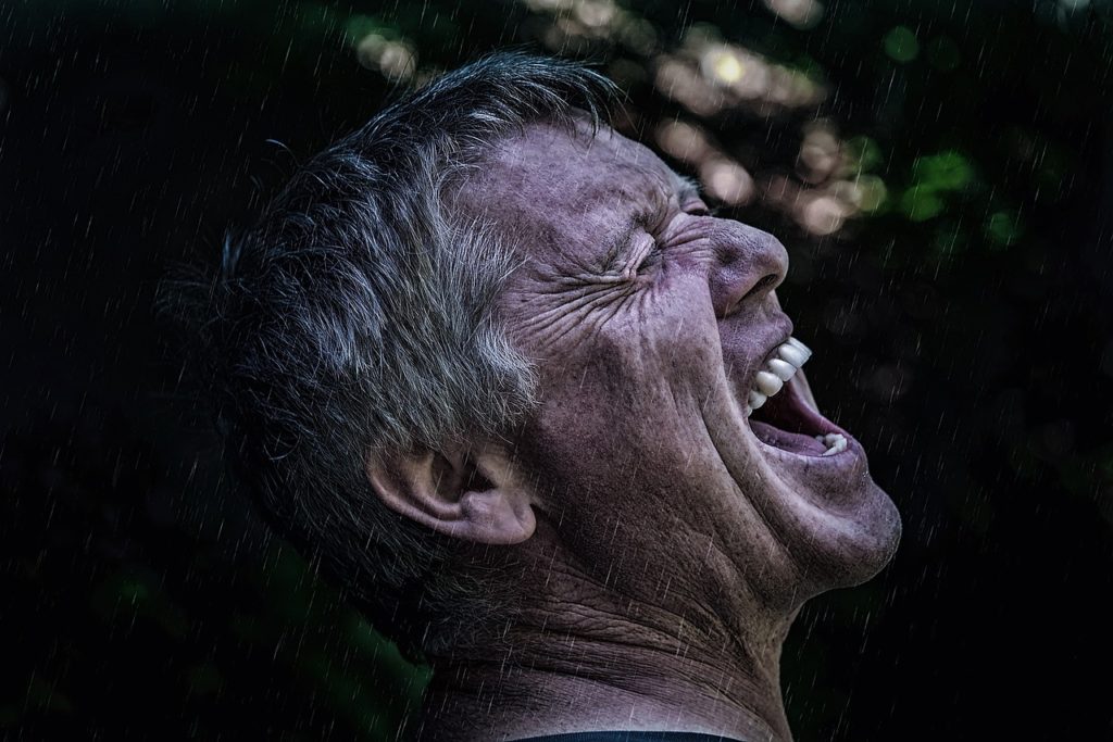 Man screaming in the woods