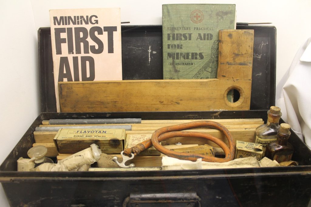 Old school survival first aid kit for miners