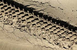 Tire track in mud